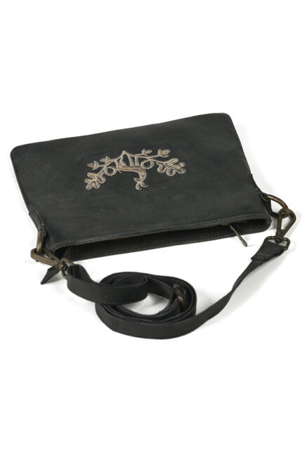 Black Beauty Minimal Embroidery Lederhosen Handbag