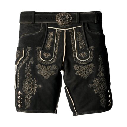 Charcoal Embroidered Lederhosen in Timeless Color