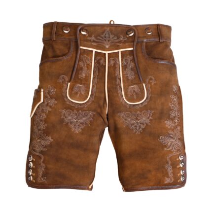 Charming Brown Lederhosen with Elegant Black Embroidery