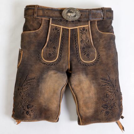 Authentic Men's Lederhosen in Sepia Raw Black