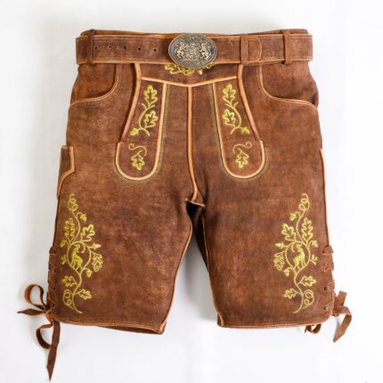 Men's Bavarian Lederhosen in Cherry Brown