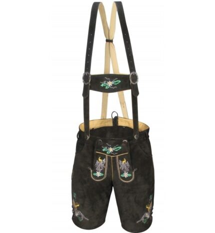 Authentic Dark Grey Embroidered Men's Lederhosen