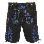 Authentic Black Lederhosen with Blue Embroidery