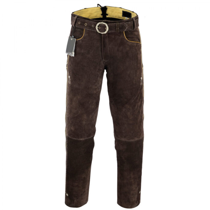 Authentic Long Brown Lederhosen for Men