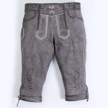 Authentic Bavarian Lederhosen in Dark Grey