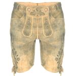 Bavarian Men's Knee-Length Lederhosen in Antique Waxed Gray