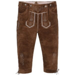 Men's Bavarian Lederhosen Knee-Length Trousers in Medium Brown
