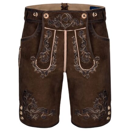 Bayerische Lederhosen aus Ziegenleder Louis in Schokoladenbraun