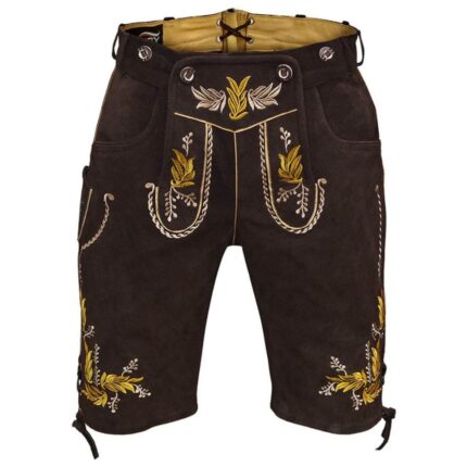Bavarian Lederhosen Shorts for Men - Dark Brown 2024