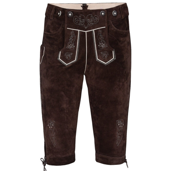 Dark Brown Knee-Length Trachten Lederhosen