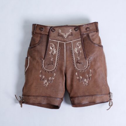 Espresso Essence Women's Lederhosen with Embroidery in Coffee Brown