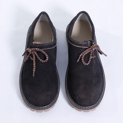 Charming Black Trachten Men's Shoes with Side Latz