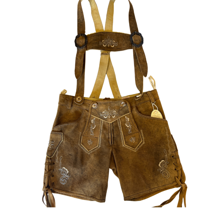 Country Maddox Boys Lederhosen in Light Brown with Suspenders