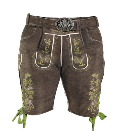 Authentic German Lederhosen in Olive Green