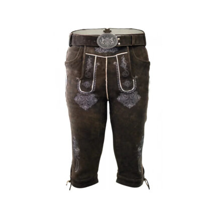 Bavarian Lederhosen for Men – Dark Brown Goat Leather