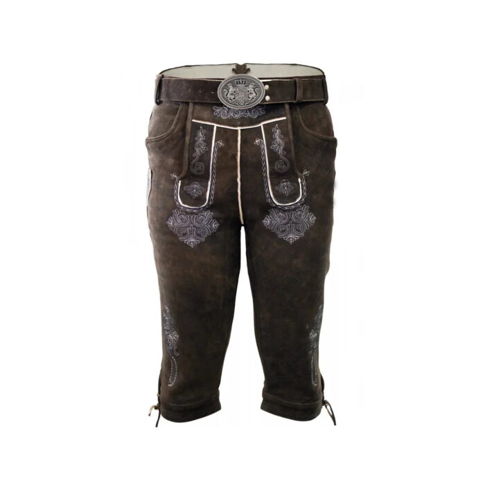 Bavarian Lederhosen for Men – Dark Brown Goat Leather