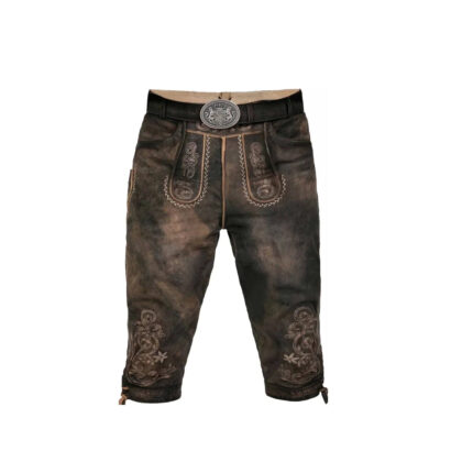 Bavarian Lederhosen for Men in Dark Brown Goat Leather