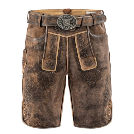 Bavarian Lederhosen for Men in Brown – Short Style