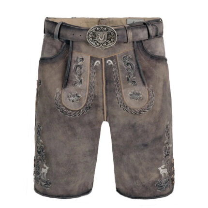 Bayerische Lederhosen Short in Gray and Brown