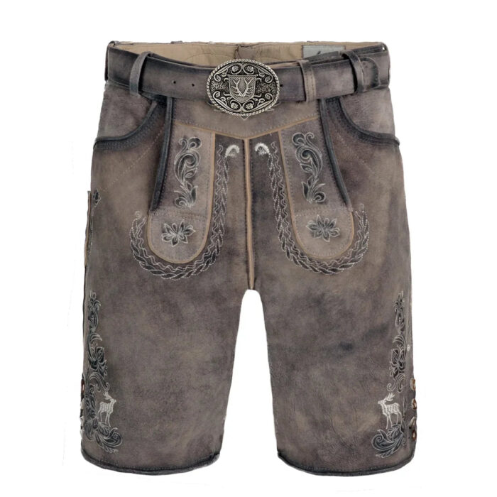 Bayerische Lederhosen Short in Gray and Brown