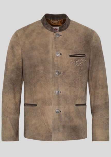 Classic Oktoberfest Goat Suede Leather Jacket