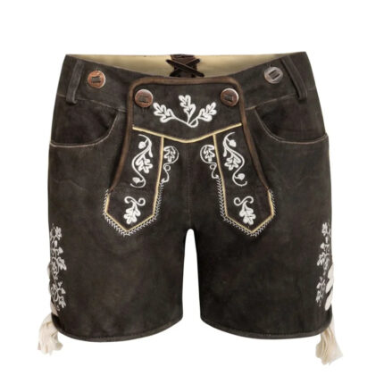 Women's Short Lederhosen in Dark Brown