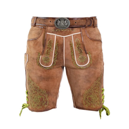 Authentic Oktoberfest Lederhosen Shorts in Vibrant Red